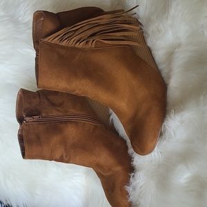 Torrid Camel Fringe Wedge Bootie size 10